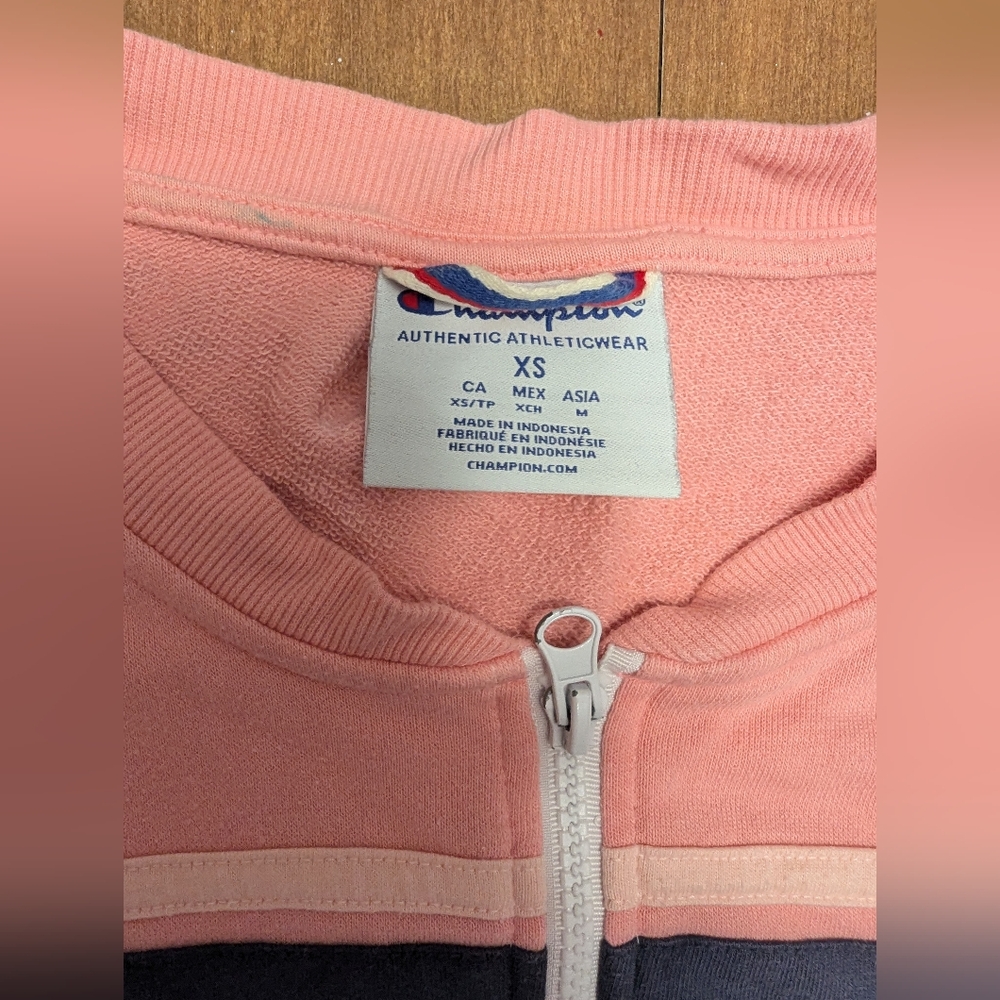 Champion XS White and Pink Zip-Up Warm UpJacket. Vintage. Pockets. - Picture 3 of 10